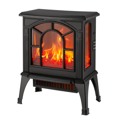 Termoventilador Abadia fabricado en Metal color Negro con efecto chimenea vintage