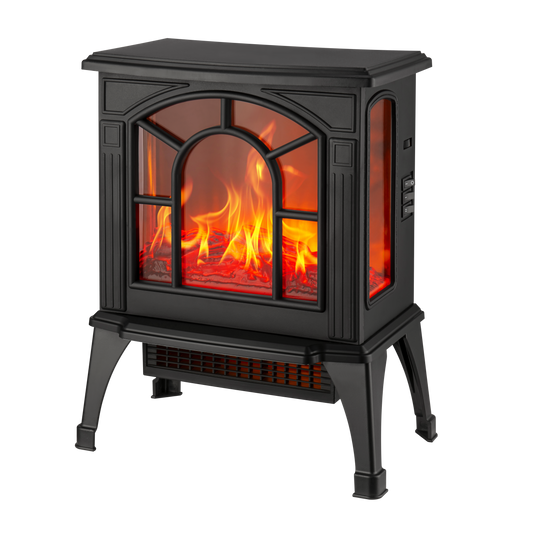 Termoventilador Abadia fabricado en Metal color Negro con efecto chimenea vintage