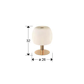 Plano con medidas de Lámpara de Sobremesa Baloon 32 cm Oro Brillo y Cristal Opal Schuller