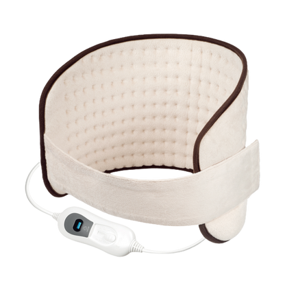 Almohadilla eléctrica lumbar fabricada en poliéster color beige y marrón