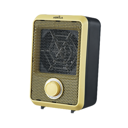 Termoventilador Carpe fabricado en metal y policarbonato color amarillo y negro