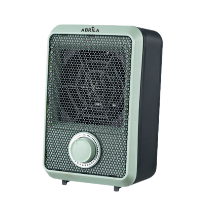 Termoventilador Carpe fabricado en metal color verde, ideal para calentar interiores