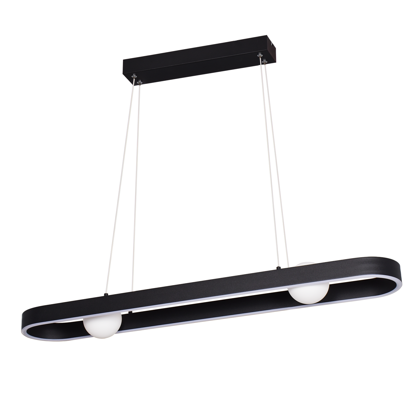 Colgante Fermoselle fabricado en aluminio, metal, acrílico y cristal color Negro