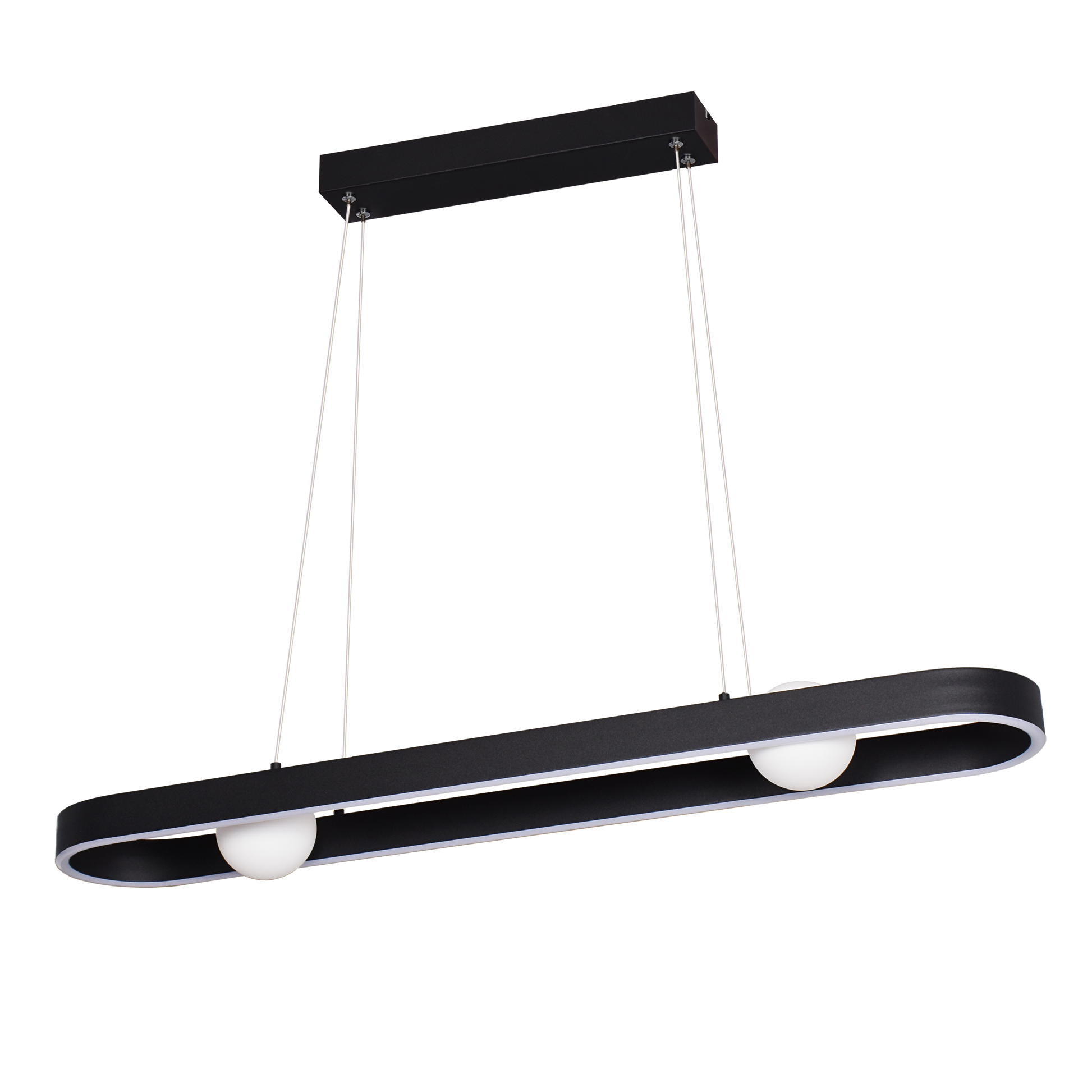 Colgante Fermoselle fabricado en aluminio, metal, acrílico y cristal color Negro