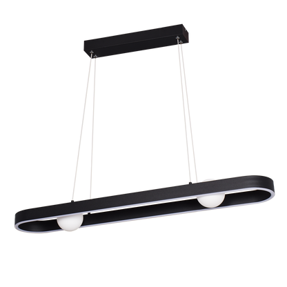 Colgante Fermoselle fabricado en aluminio, metal, acrílico y cristal color Negro