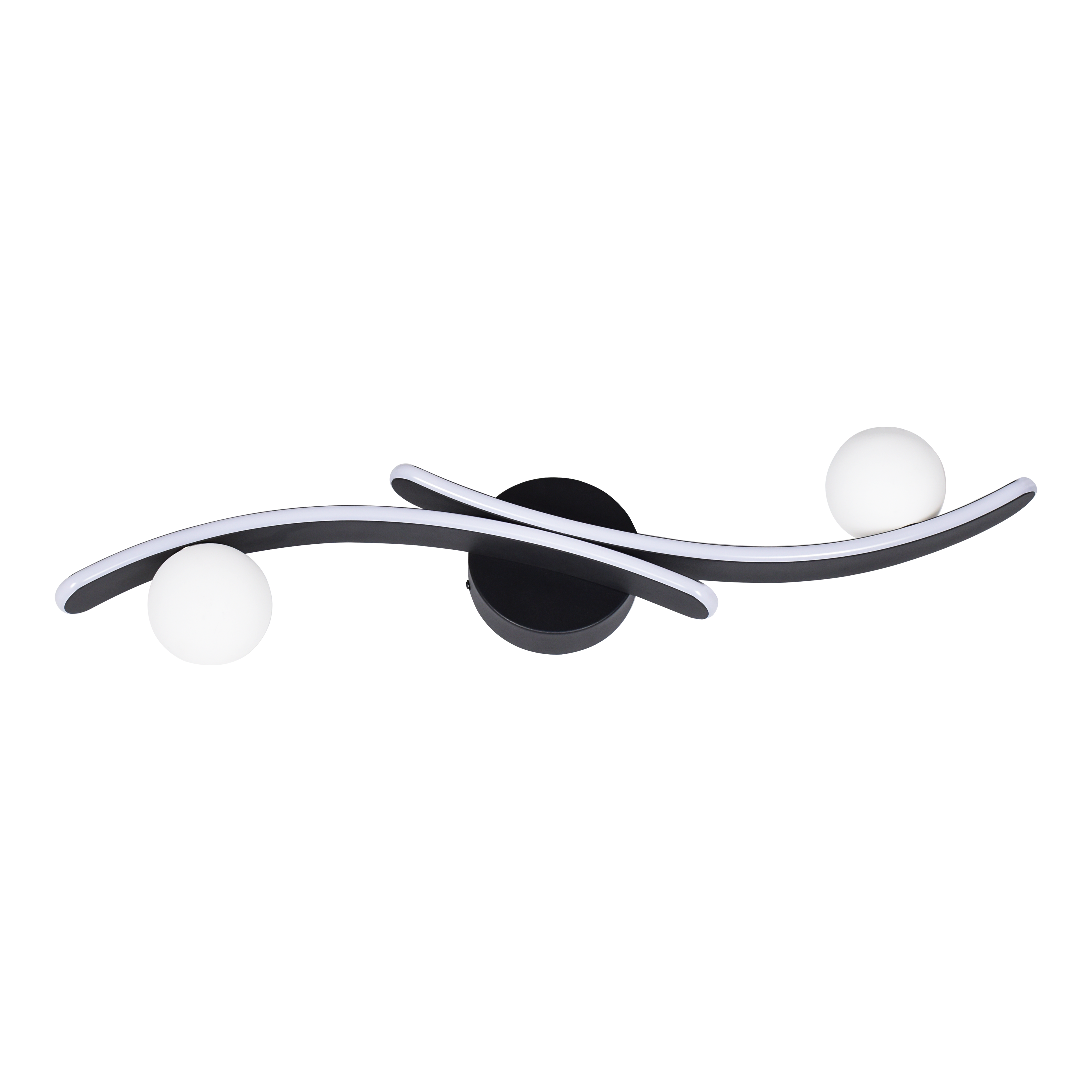 Aplique Fermoselle fabricado en aluminio color negro con difusor esférico de cristal