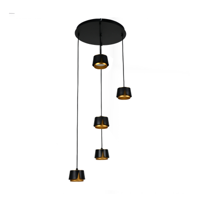 Lámpara Domenica fabricada en metal y aluminio color negro y oro