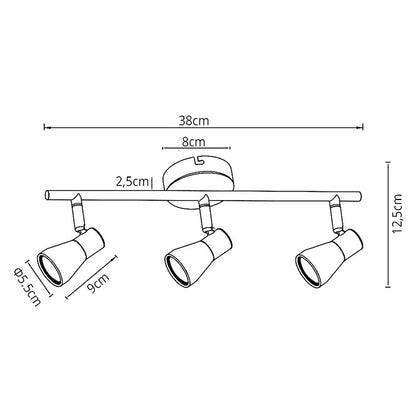 Aplique para pared con 3 portalámparas GU10