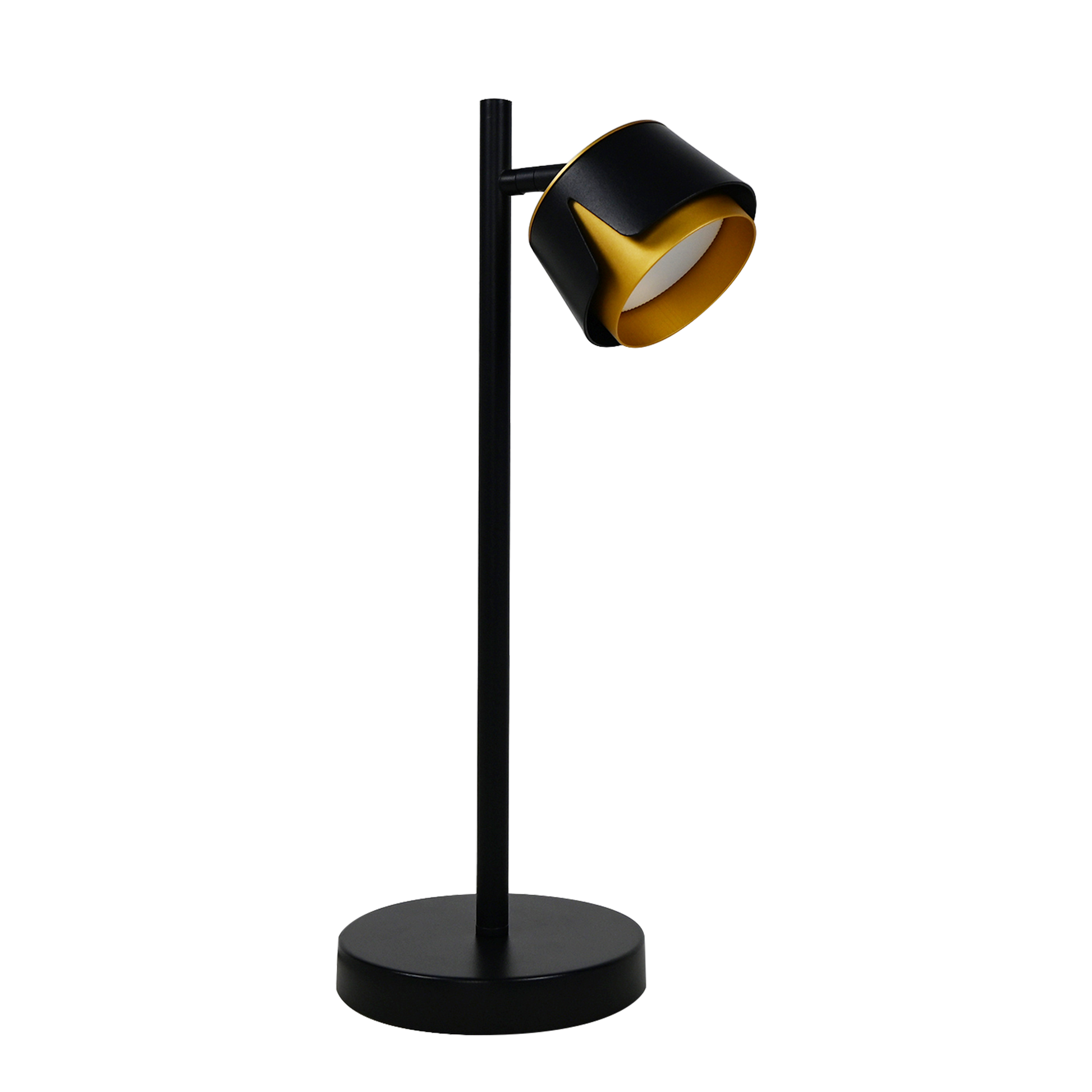 Lámpara Domenica fabricada en metal color negro con detalles en aluminio oro