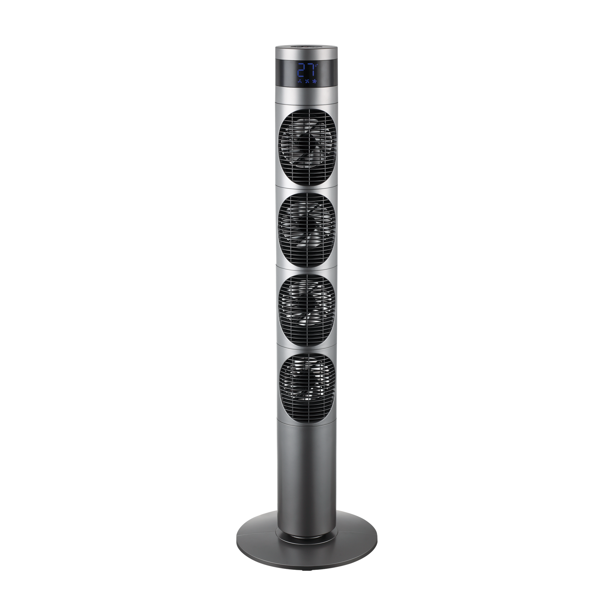 Ventilador de torre Mombuey fabricado en metal y ABS color gris metalizado