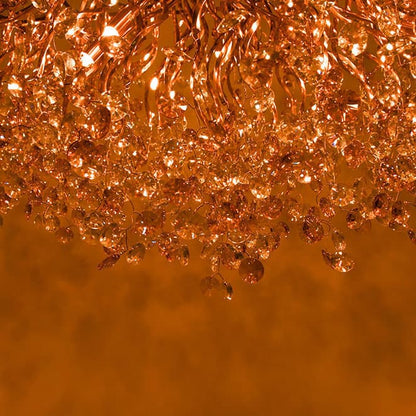 Lámpara DAVOS fabricada en metal color oro y cristal ámbar