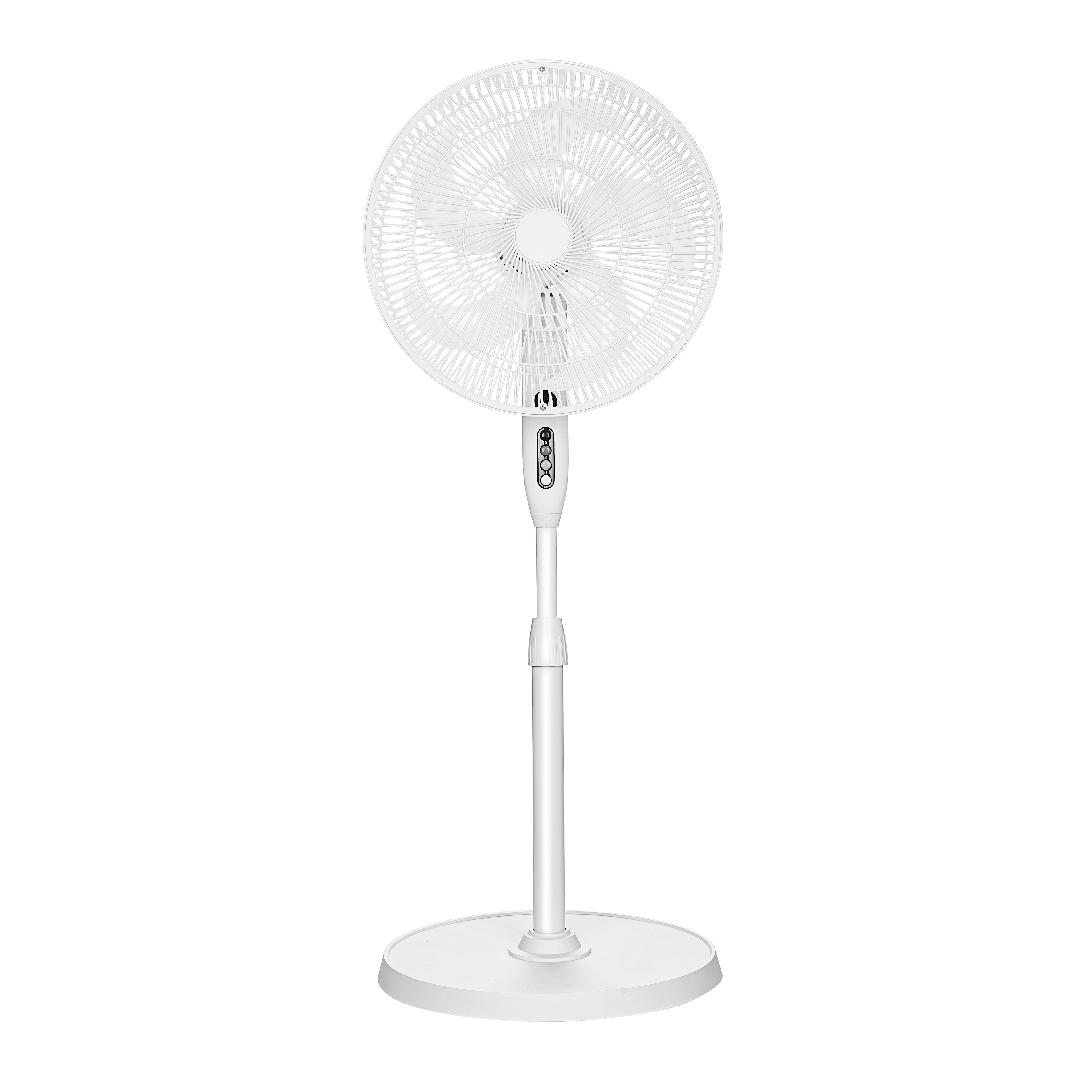 Ventilador de pie Siluro fabricado en aluminio blanco con 5 aspas