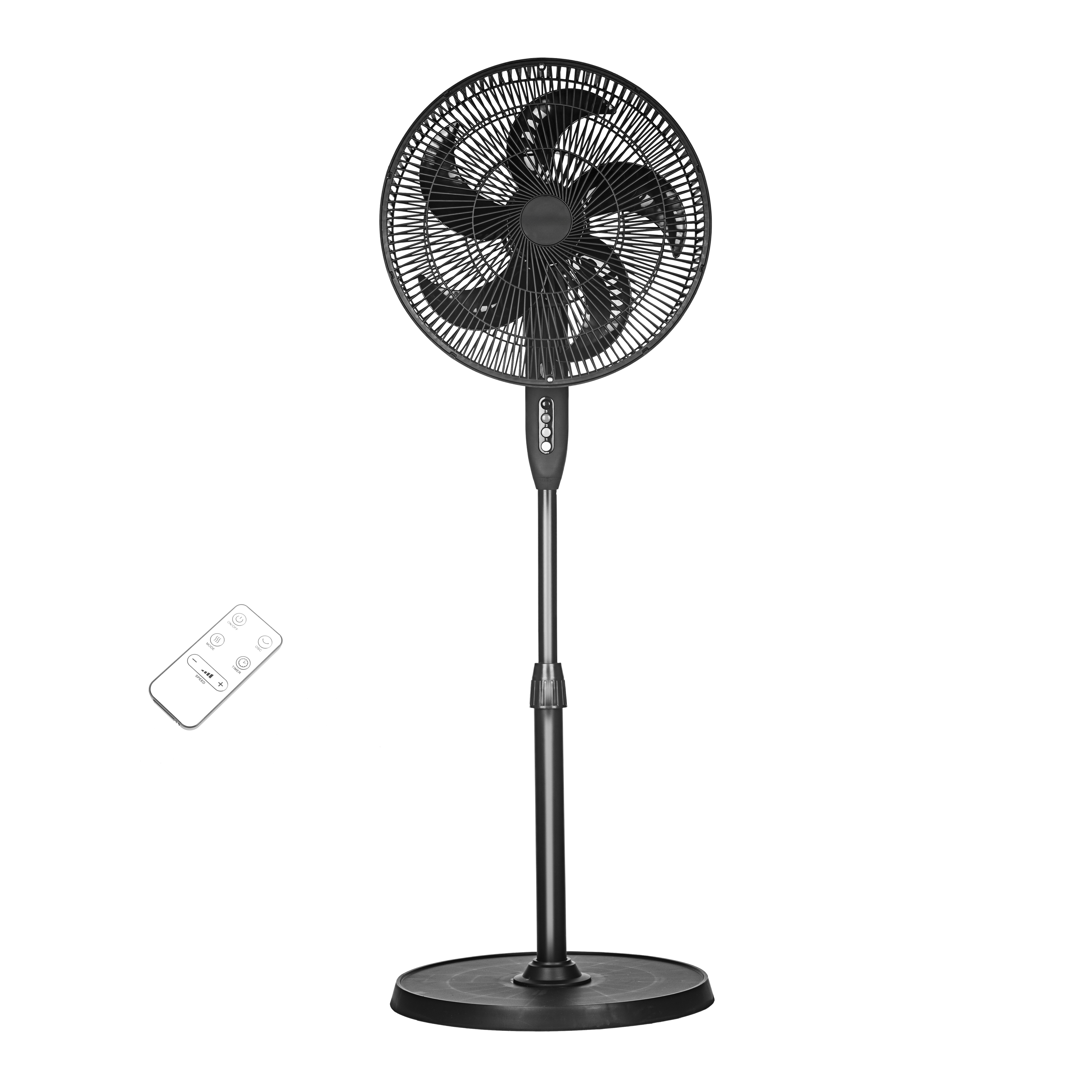 Ventilador de pie Verdel fabricado en aluminio negro con mando