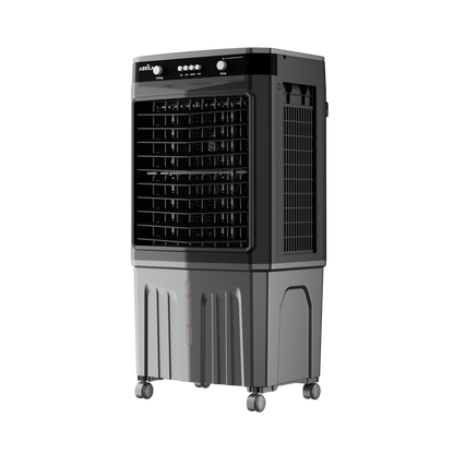 Climatizador portátil negro y gris ideal para naves industriales