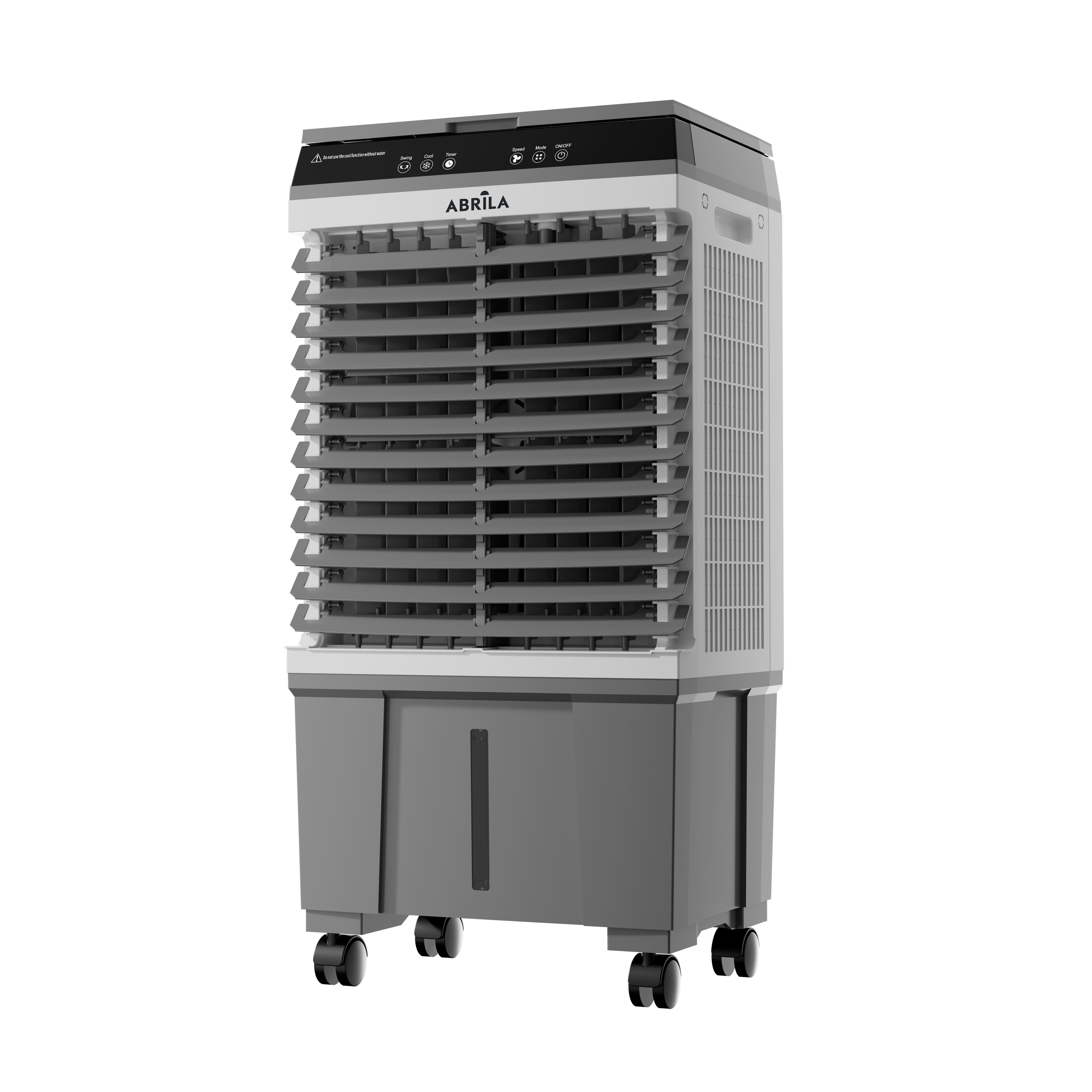 Climatizador Halibut fabricado en metal gris y ABS/PVC blanco