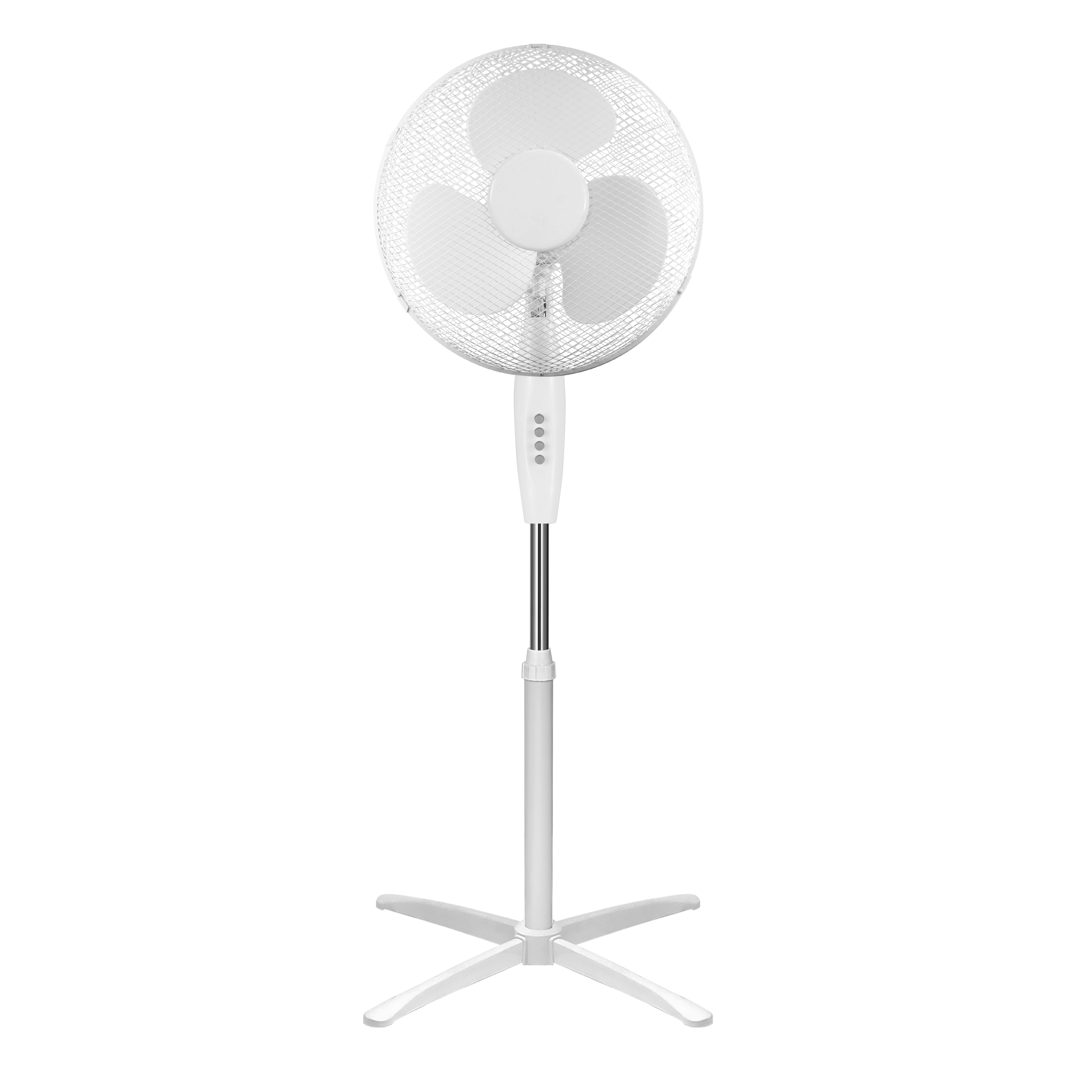 Ventilador de pie Flip fabricado en metal blanco y policarbonato