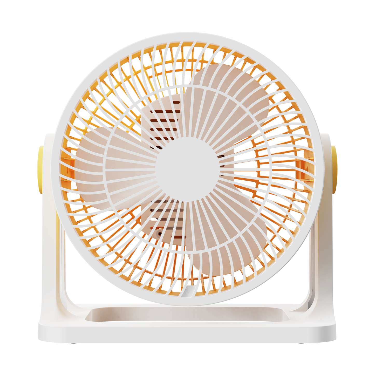 Pequeño ventilador de escritorio amarillo orientable