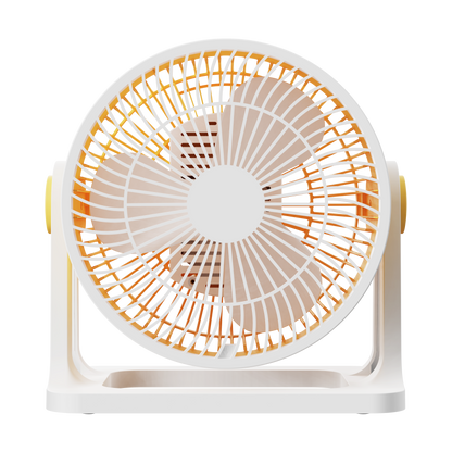 Pequeño ventilador de escritorio amarillo orientable
