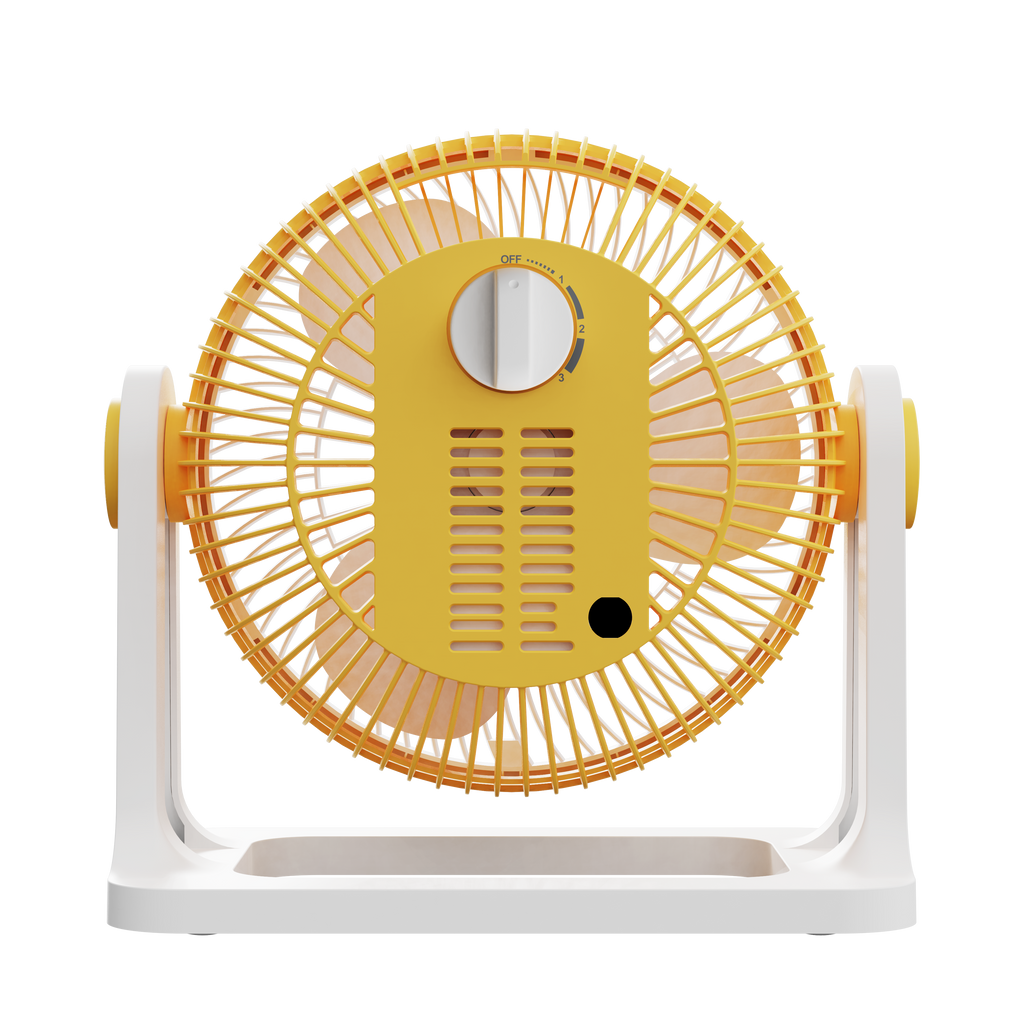 Pequeño ventilador amarillo de escritorio perfecto para oficina