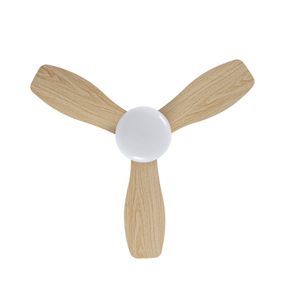 Ventilador moderno blanco y madera ideal para dormitorio con control remoto