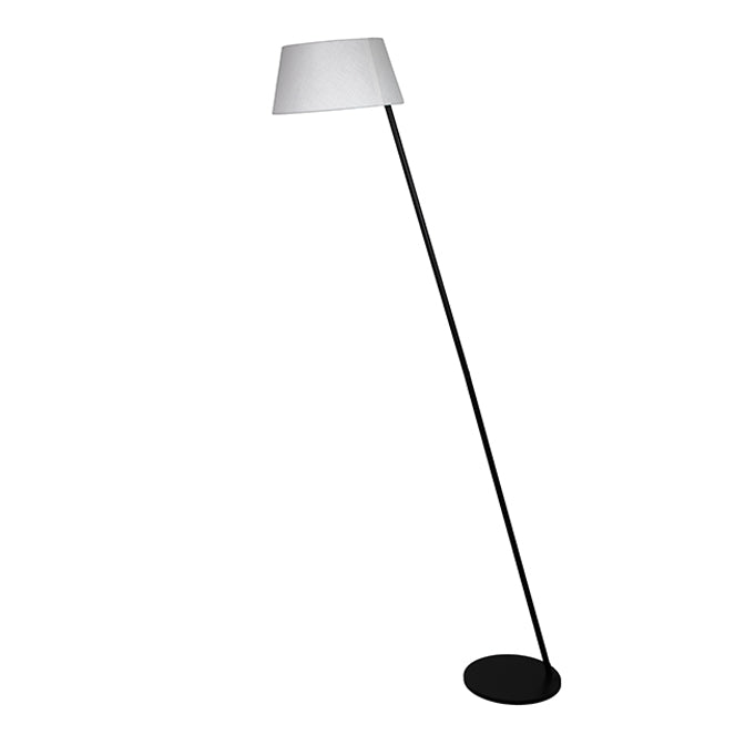 Lámpara de pie MARIZA fabricada en metal color negro y pantalla de tela beige
