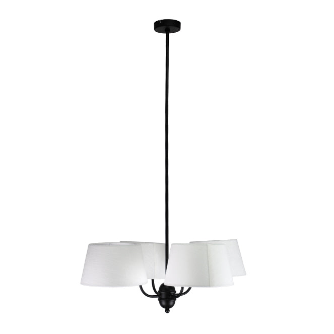 Lámpara MARIZA fabricada en metal negro y tela beis, iluminación elegante