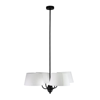 Lámpara MARIZA fabricada en metal negro y tela beis, iluminación elegante