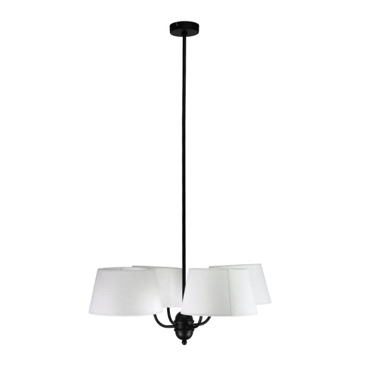 Lámpara MARIZA fabricada en metal negro y tela beis, iluminación elegante