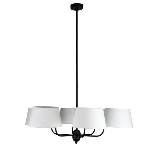 Lámpara MARIZA fabricada en metal color negro y pantalla de tela beige