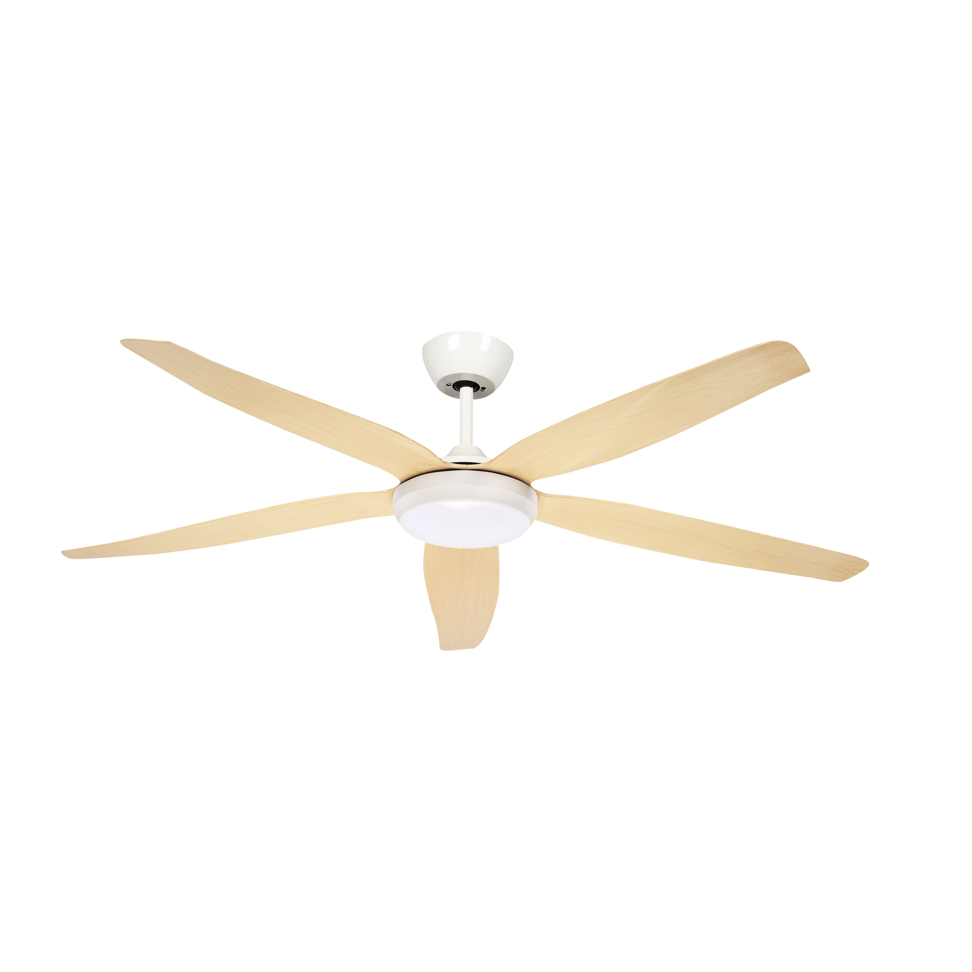 Ventilador Altea fabricado en metal y ABS color blanco/haya con luz LED integrada