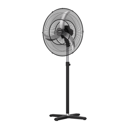 Ventilador de pie Regata fabricado en metal color negro, estilo industrial