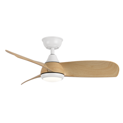 Ventilador moderno blanco y haya ideal para dormitorio