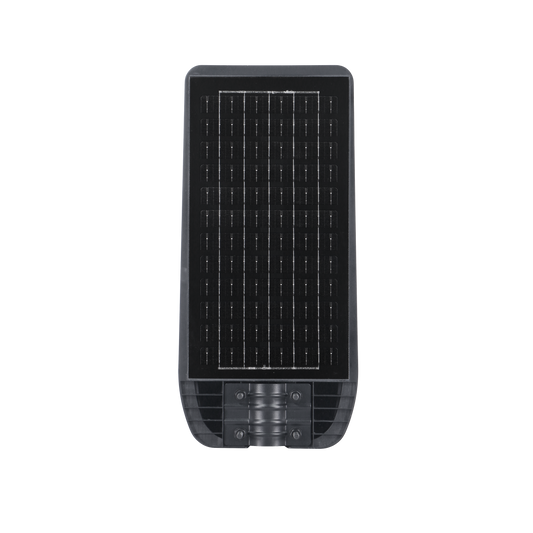 Farola LED Solar BAZAN 200W Fabrilamp gris con sensor de movimiento y crepuscular, vista frontal