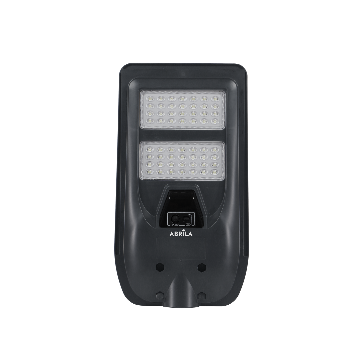 Detalle de la Farola Led Solar Bazan 100W Gris Fabrilamp con panel solar integrado