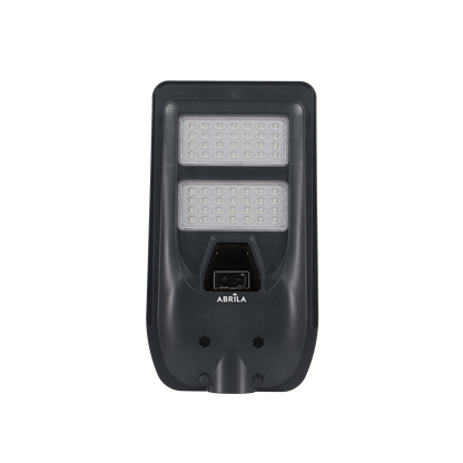 Detalle de la Farola Led Solar Bazan 100W Gris Fabrilamp con panel solar integrado
