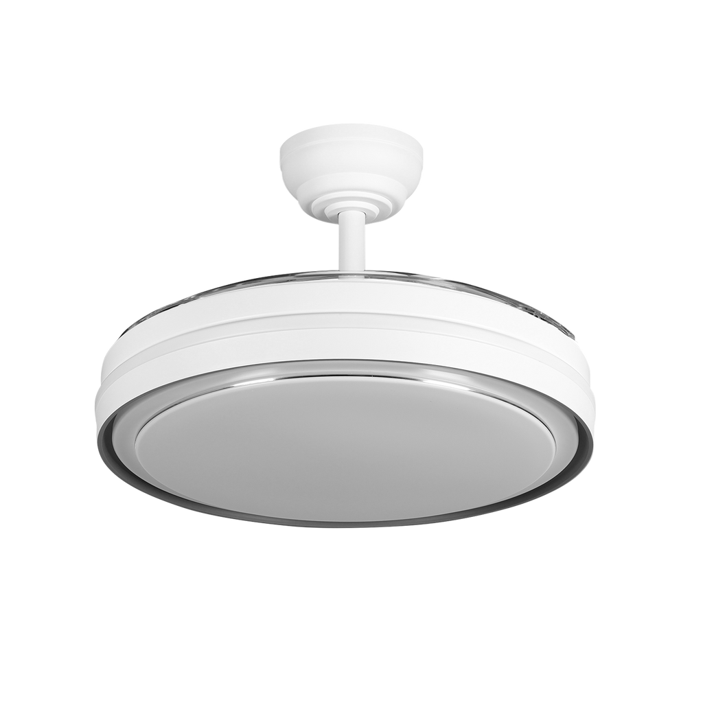 Ventilador de diseño moderno con aspas retráctiles ideal para salón