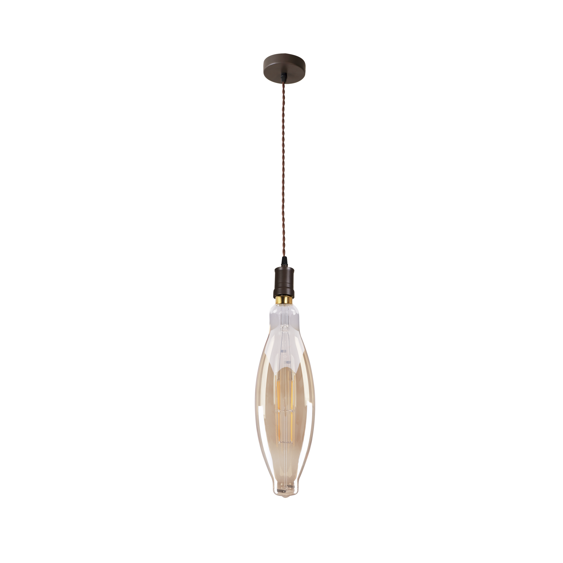 Lámpara Elio fabricada en metal color marrón con cristal ámbar