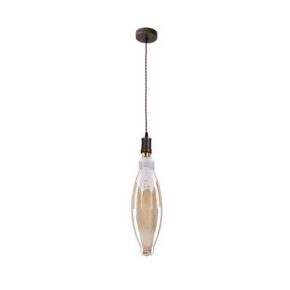 Lámpara Elio fabricada en metal color marrón con cristal ámbar
