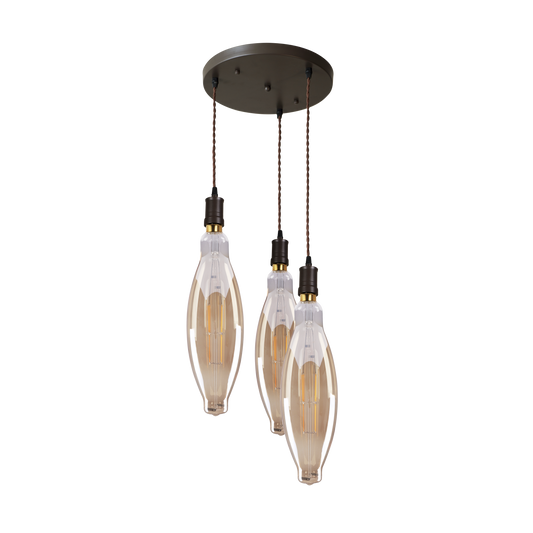 Lámpara Elio fabricada en Metal color Marrón con detalles en Cristal Ámbar