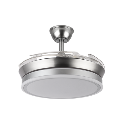 Moderno ventilador de techo níquel ideal para salón o dormitorio