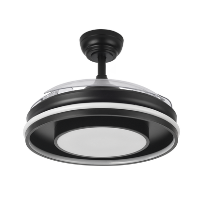Ventilador de techo negro con aspas transparentes