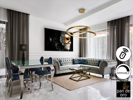 Lámpara de Techo LED Eternity 97 cm Pan de Oro Dimable Schuller en ambiente decorado | Schuller