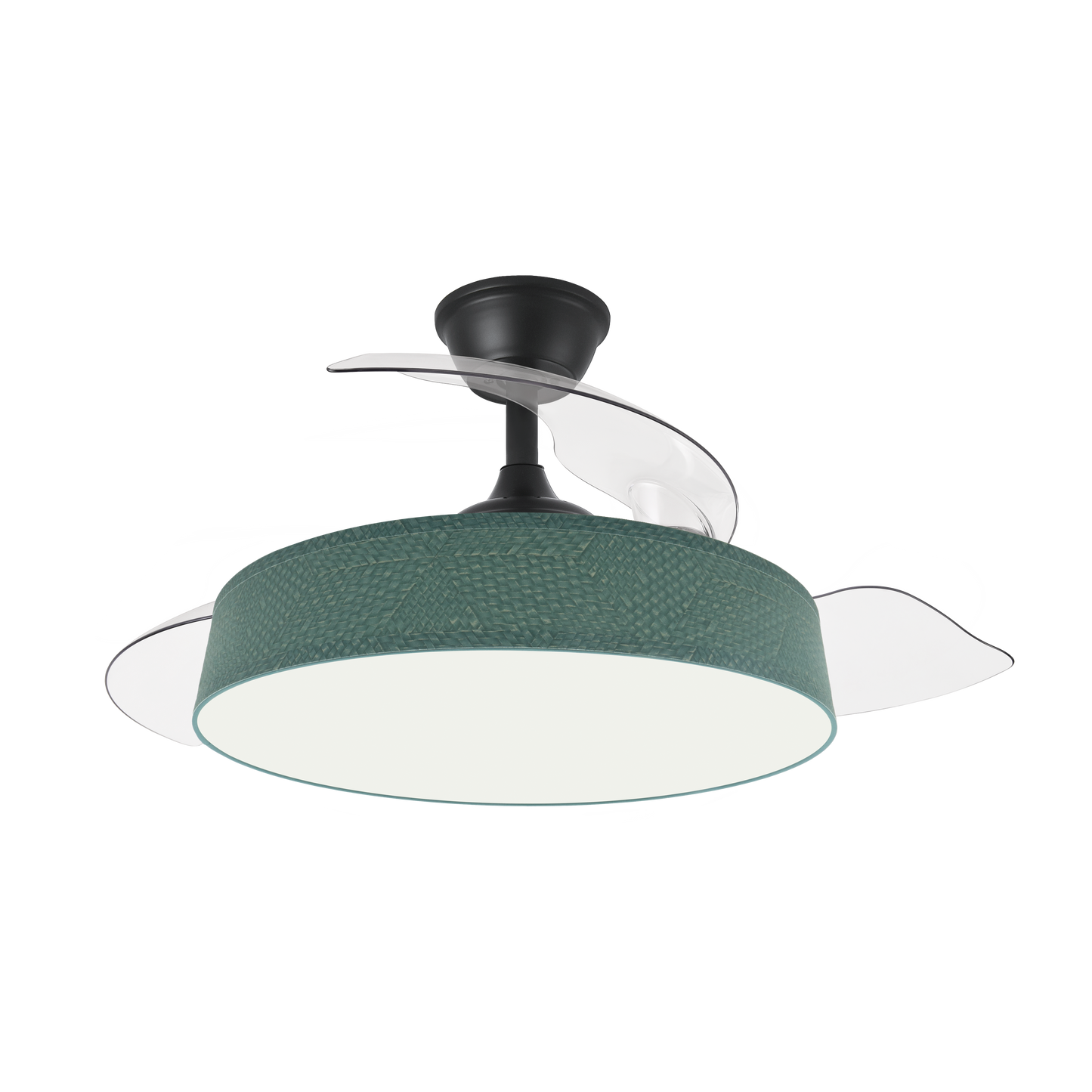 Elegante ventilador de techo negro y verde ideal para el salón o dormitorio
