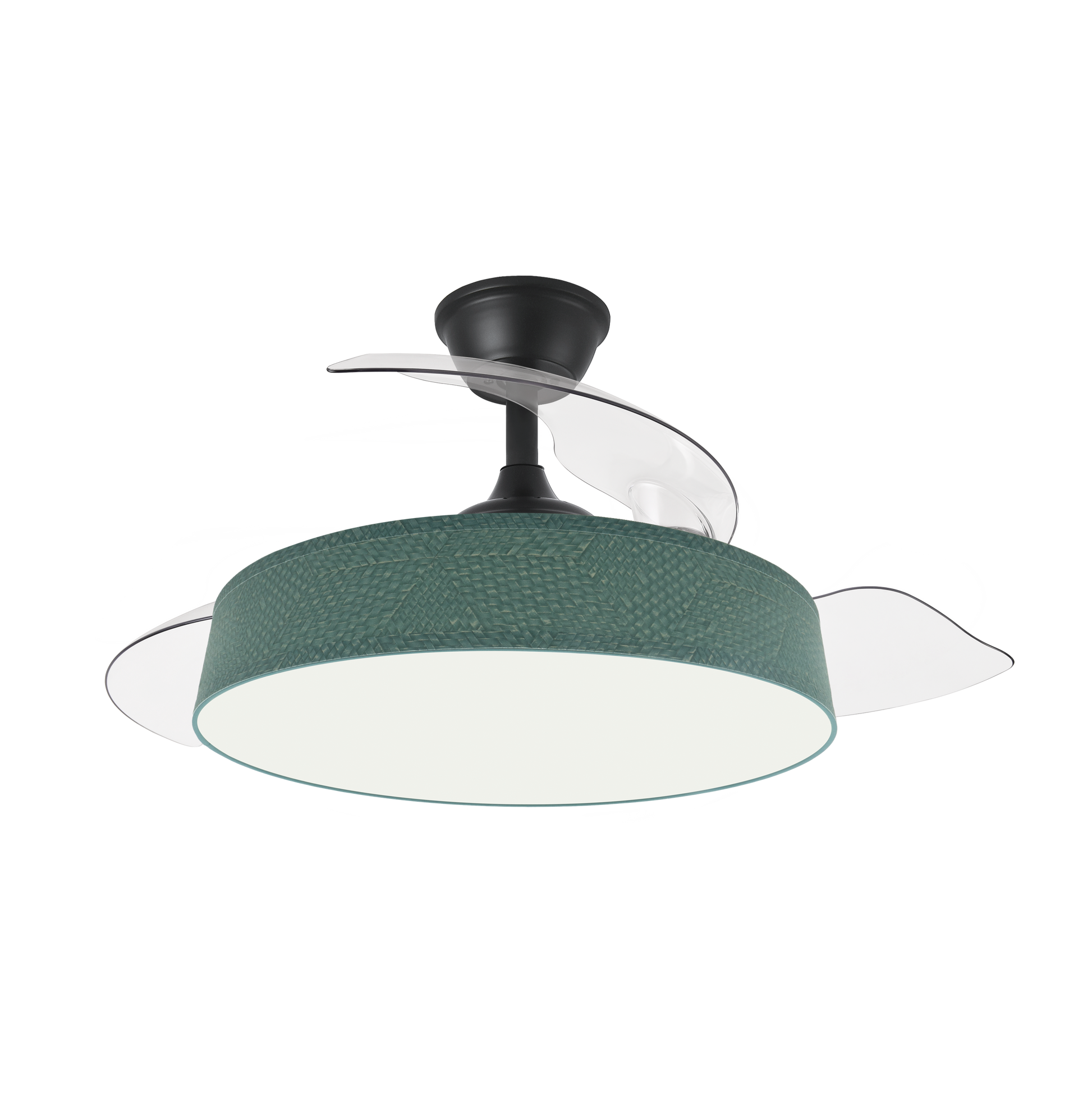 Elegante ventilador de techo negro y verde ideal para el salón o dormitorio
