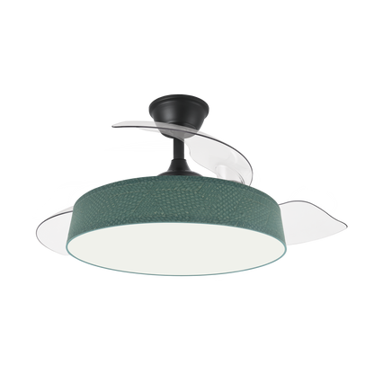 Elegante ventilador de techo negro y verde ideal para el salón o dormitorio