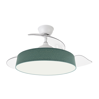 Ventilador silencioso con aspas retráctiles ideal para salón o dormitorio