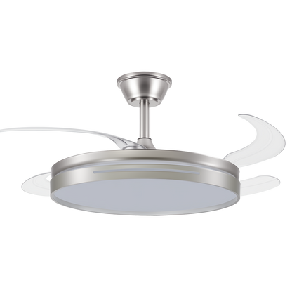 Elegante ventilador de techo níquel ideal para salón o dormitorio
