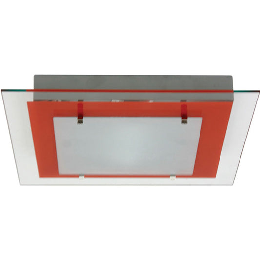 Plafón Moderno Belém 29 cm Cuadrado Rojo Lumit Interlusa - Vista frontal principal en fondo blanco | LuzGurú