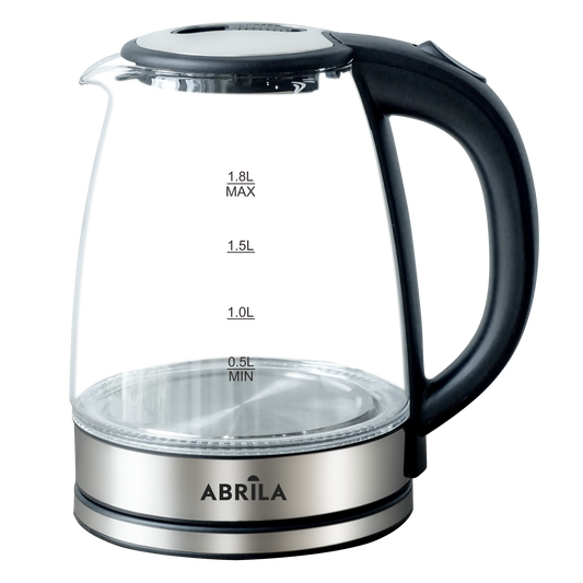Hervidor de Agua Eléctrico Potos Negro/Plata 1.8L 1500W Fabrilamp / Abrila con base giratoria y tacto frío