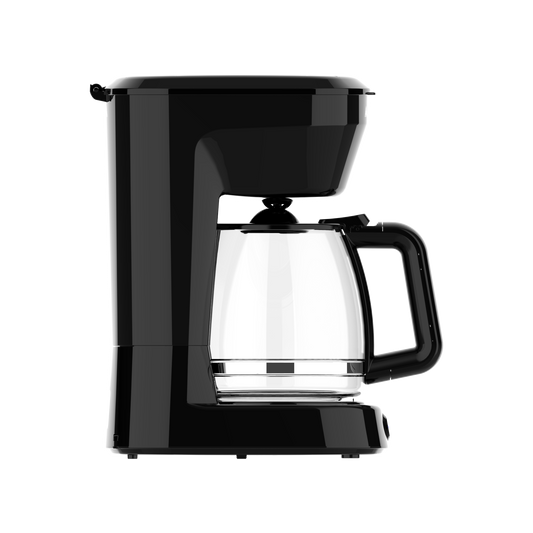 Cafetera PECAS de Fabrilamp en color negro, vista frontal con jarra